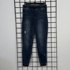 Spanx Distressed Denim Leggings Womens S‎ Small Blue Dark Wash Stretch Skinny